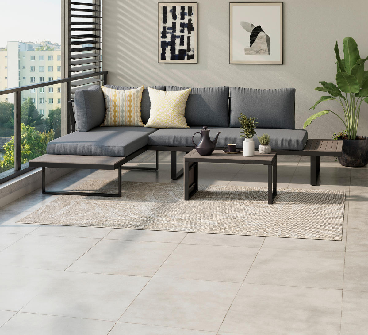 LOUNGEGARNITUR  182/252 cm  Aluminium  - Grau, MODERN, Kunststoff/Textil (182/252cm) - Ambia Garden