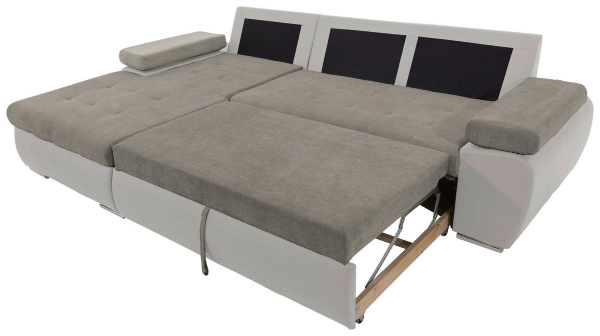 ECKSOFA in Flachgewebe Weiß, Hellbraun  175/271 cm  - Hellbraun/Weiß, Design, Kunststoff/Textil (175/271cm) - Xora
