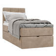 BOXBETT 90/200 cm,  in Braun, Matratze, gepolstertes Kopfteil, Bettkasten, Topper, H3 = fest  - Schwarz/Braun, Design, Holzwerkstoff/Kunststoff (90/200cm) - Esposa