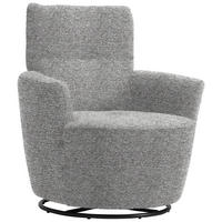 SESSEL in Chenille, Flachgewebe Hellgrau  - Hellgrau/Schwarz, Design, Textil/Metall (81/92/84cm) - Xora