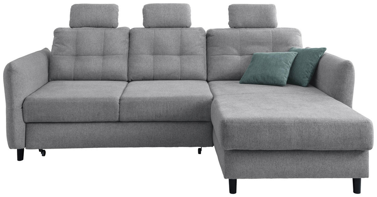 ECKSOFA Silberfarben Chenille  - Mintgrau/Silberfarben, MODERN, Holz/Textil (250-280/176cm) - Livetastic