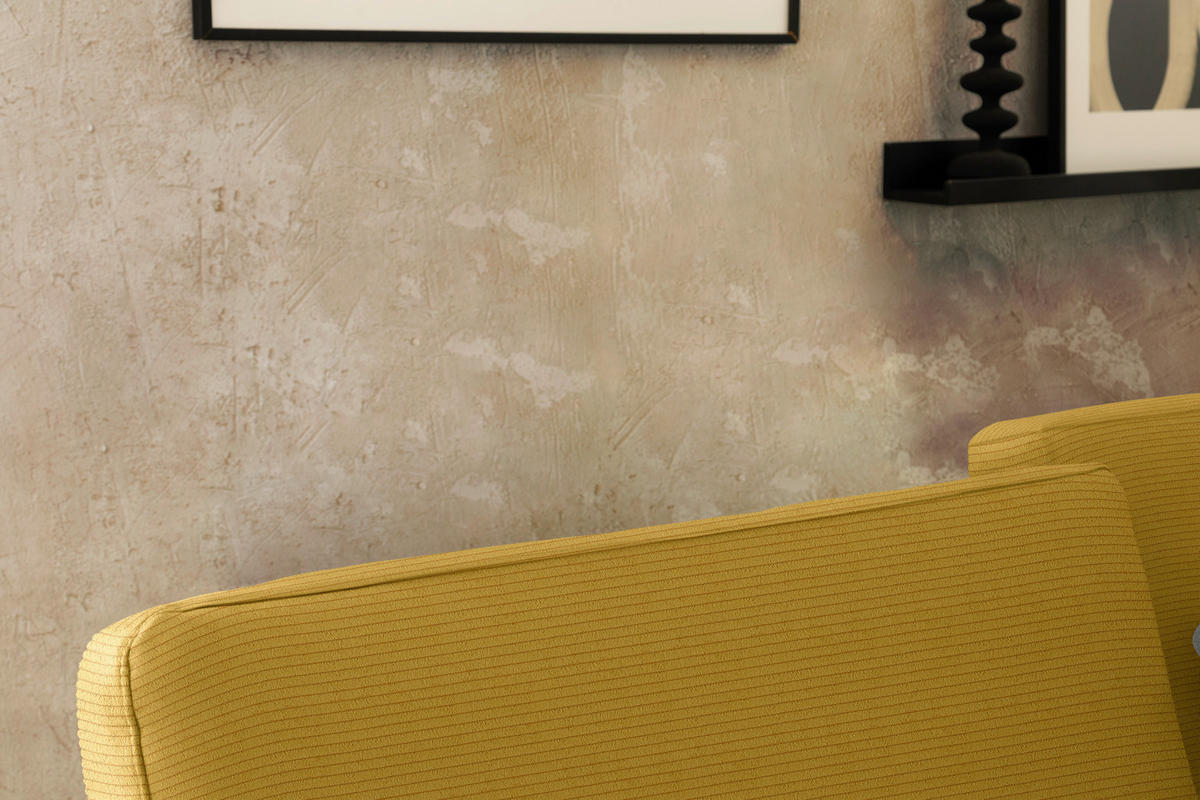 ECKSOFA Cord Goldfarben  - Goldfarben/Schwarz, Design, Textil/Metall (298/185cm) - Pure Home Lifestyle