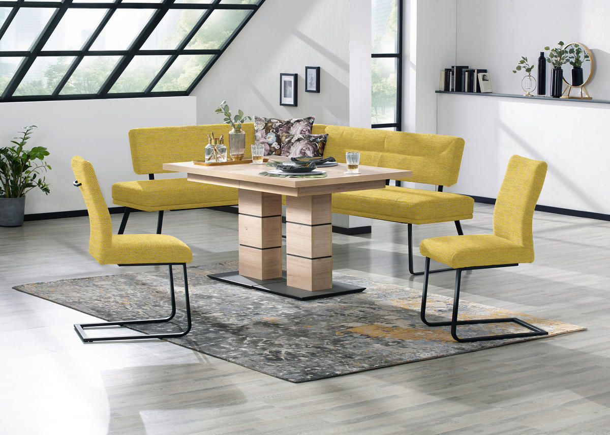 SCHWINGSTUHL  in Stahl Chenille  - Gelb/Schwarz, Design, Textil/Metall (47/93/58cm) - Dieter Knoll