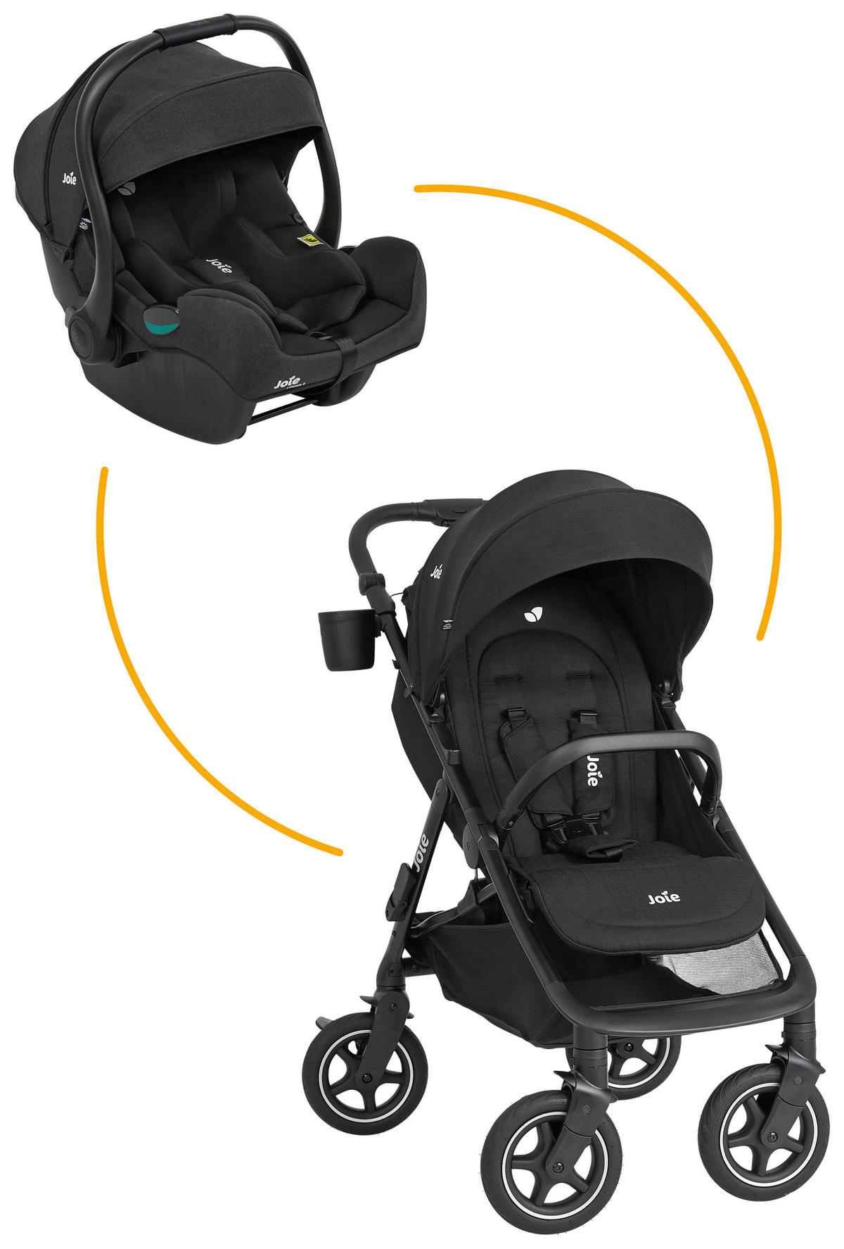 KINDERWAGENSET Joie Mydrift Bundle  - Schwarz, Basics, Textil/Metall (58,5/108/97cm) - Joie