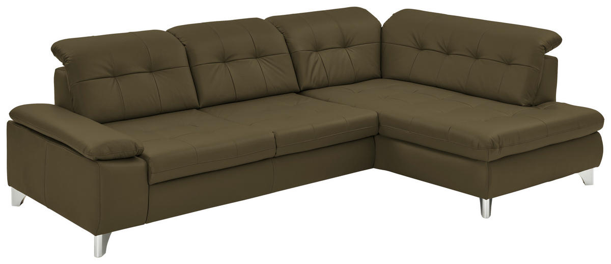 SAROKKANAPÉ bőr zöld  - alumíniumszínű/zöld, Design, bőr/fém (309/211cm) - Beldomo Speed