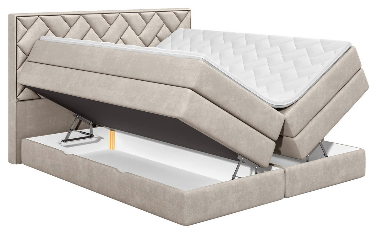 BOXSPRINGBETT 140/200 cm  in Beige  - Beige/Schwarz, Modern, Holzwerkstoff/Kunststoff (140/200cm) - MID.YOU