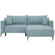 ECKSOFA  in Velours Mintgrün  - Schwarz/Mintgrün, KONVENTIONELL, Textil/Metall (226/155cm) - Carryhome