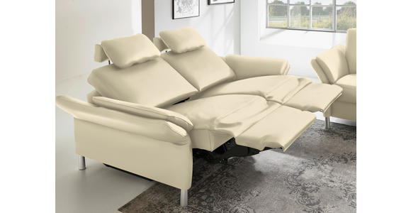 3-SITZER-SOFA Latina in Echtleder Ecru   - Ecru/Alufarben, Design, Leder/Metall (190/82/99cm) - Dieter Knoll
