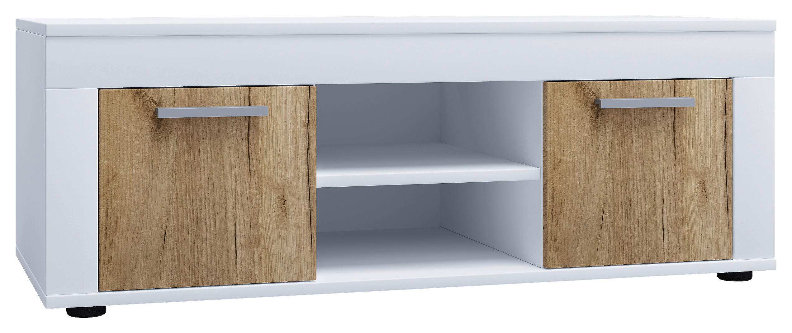LOWBOARD Usilo  in 102/37/45 cm  - Honigeiche/Silberfarben, Design, Holzwerkstoff/Kunststoff (102/37/45cm) - MID.YOU