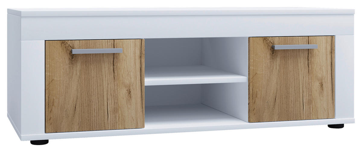 TV-BÄNK Usilo  i 102/37/45 cm  - vit/honungsek, Design, trämaterial/plast (102/37/45cm) - MID.YOU