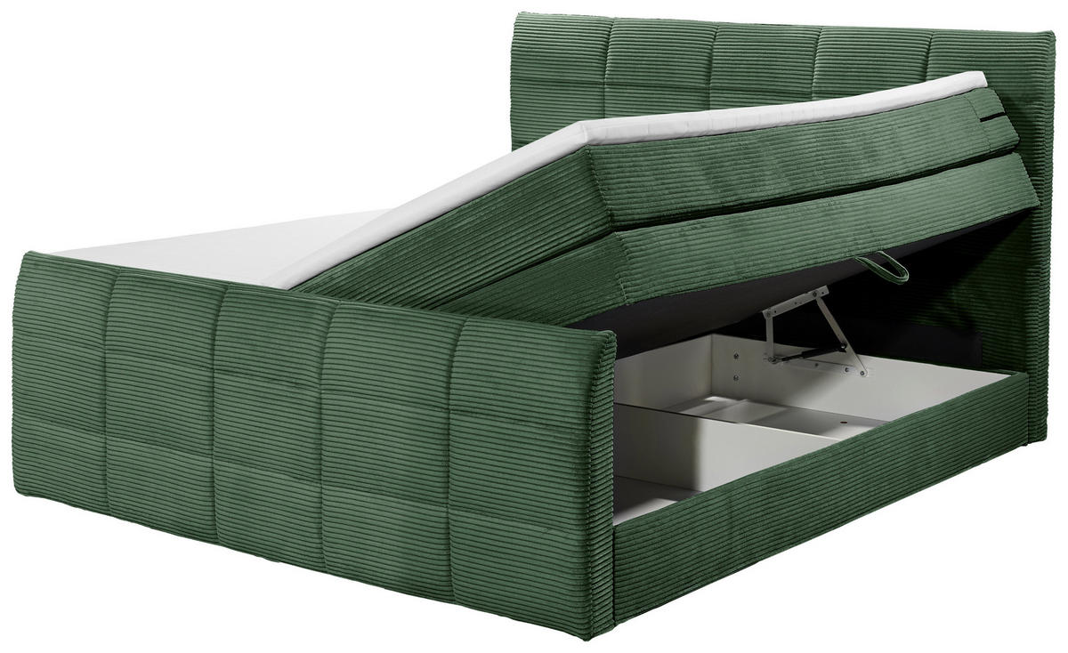 BOXSPRINGBETT 180/200 cm  in Olivgrün  - Schwarz/Olivgrün, MODERN, Holzwerkstoff/Kunststoff (180/200cm) - MID.YOU