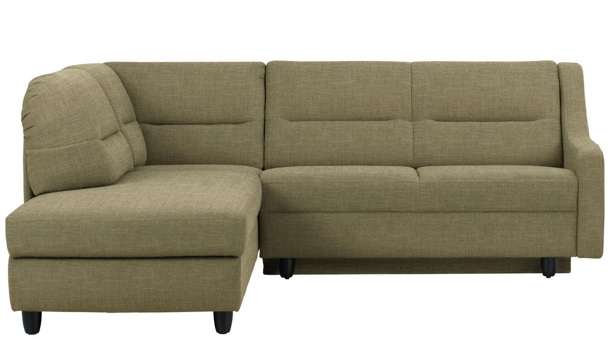 ECKSOFA  in Chenille Olivgrün  208/226 cm  - Schwarz/Olivgrün, KONVENTIONELL, Textil (208/226cm) - Sedda