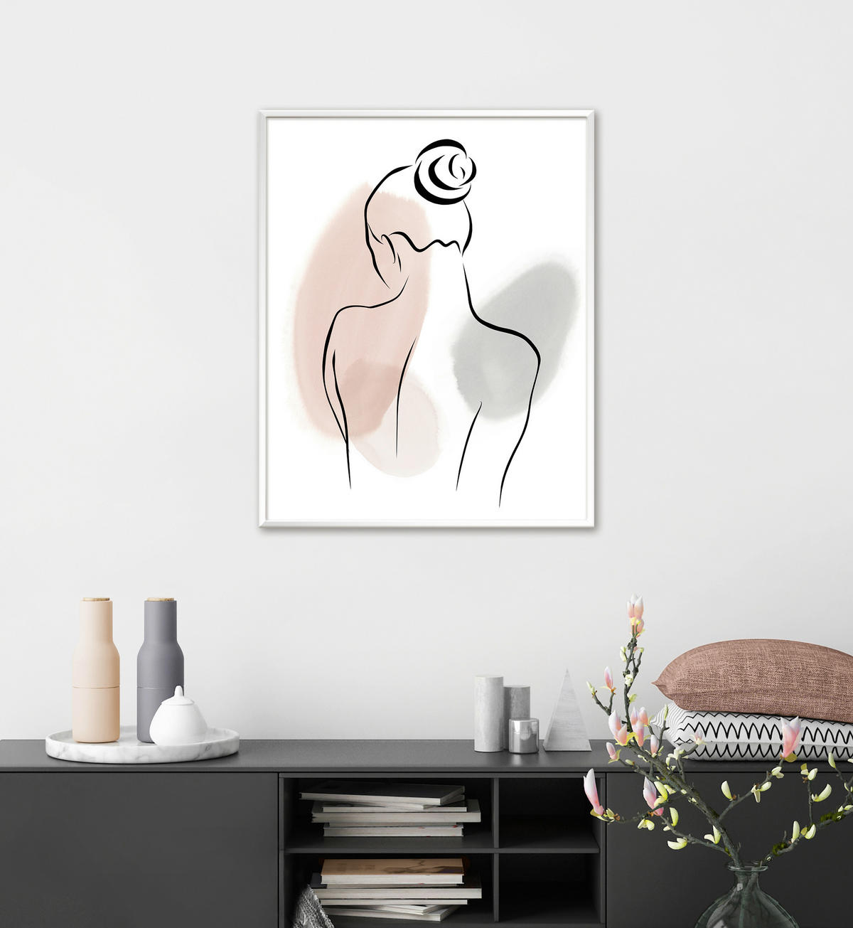 KUNSTDRUCK Frauen 40/50 cm  - Beige/Schwarz, Basics, Papier (40/50cm) - Monee