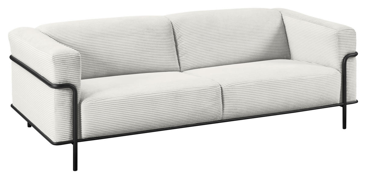 2,5-SITZER in Cord Weiss  - Weiss/Schwarz, Design, Textil/Metall (216/67/96cm) - Johann Jakob