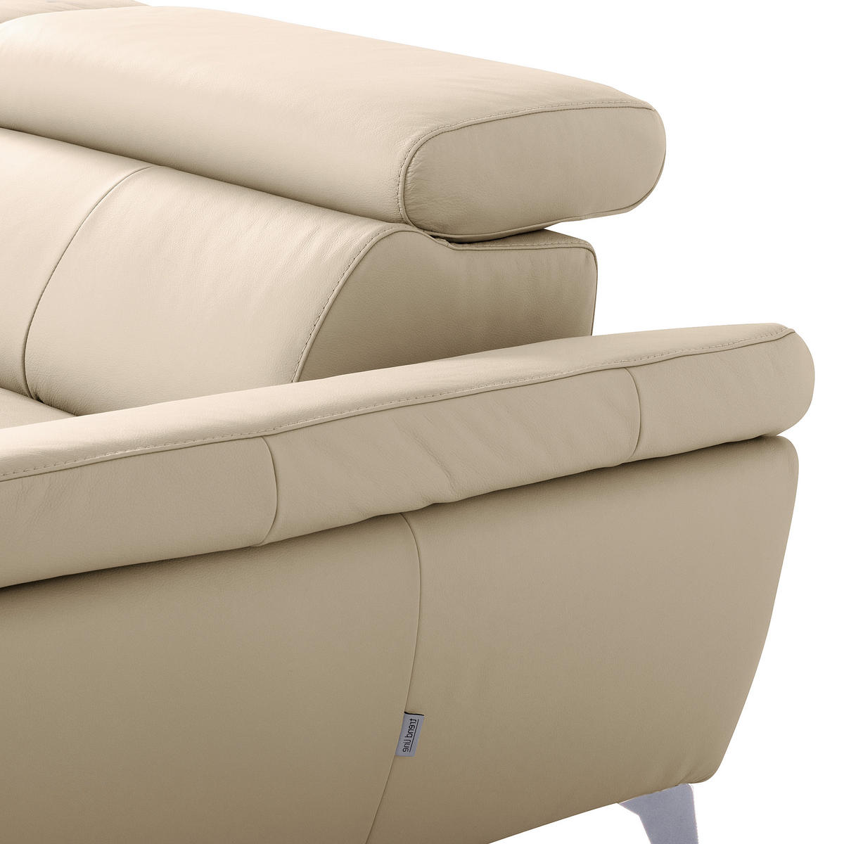 ECKSOFA  in Lederlook Echtleder Grau  - Chromfarben/Grau, Design, Leder/Textil (252/179cm) - Livetastic