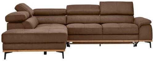 ECKSOFA inkl.Funktionen Rotbraun Lederlook  - Rotbraun/Schwarz, Natur, Holz/Textil (226/282cm) - Novel