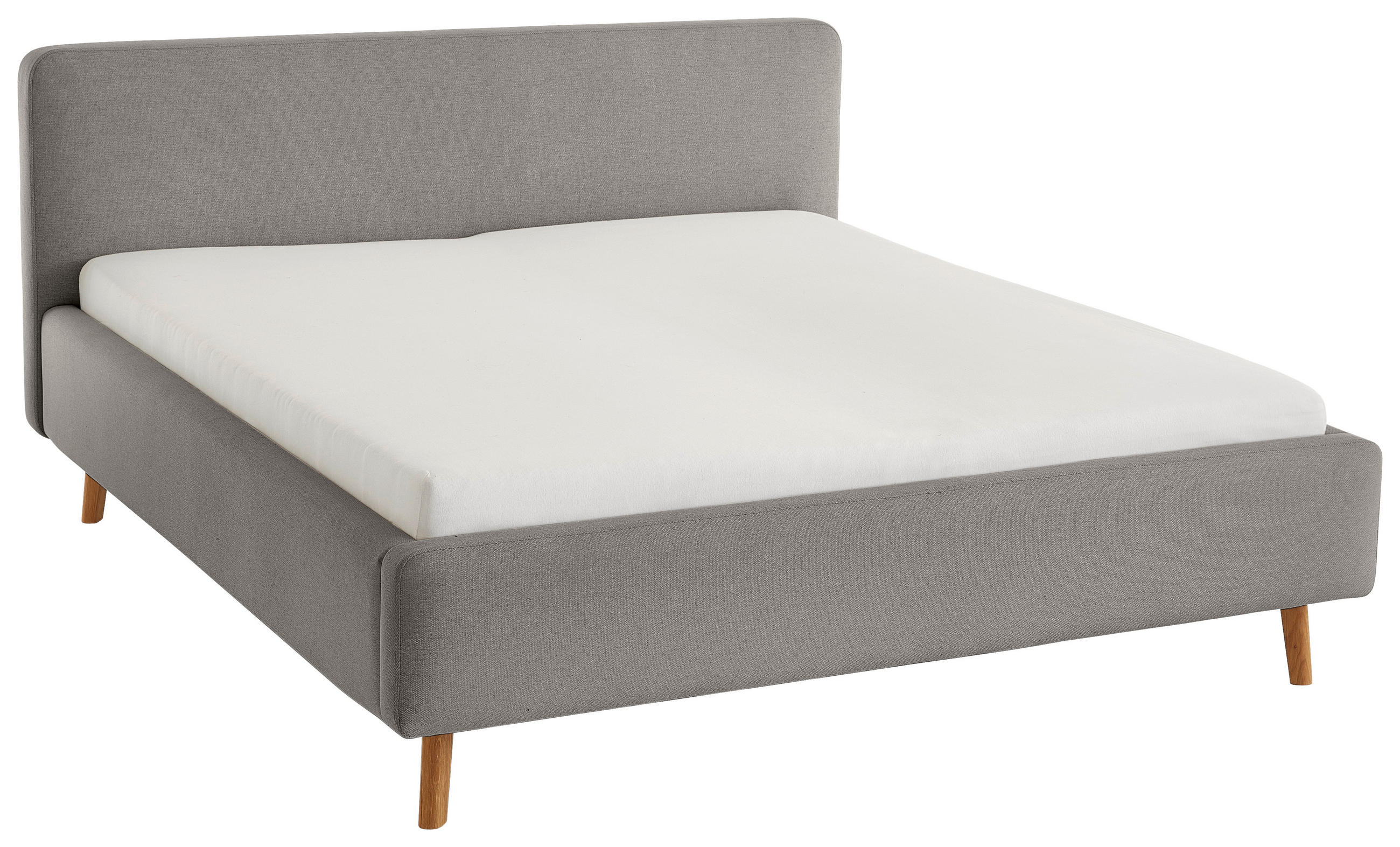 POLSTERBETT 180/200 cm  in Grau  - Eichefarben/Birkefarben, Design, Holz/Textil (180/200cm) - Xora