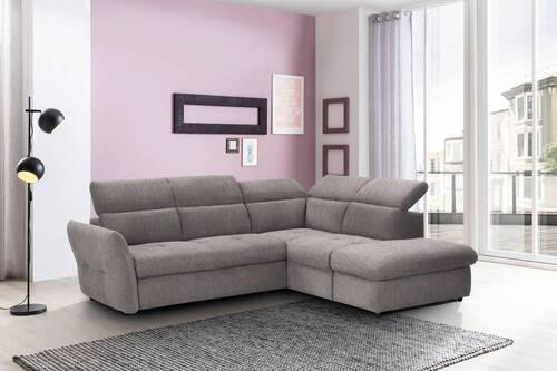 ECKSOFA in Velours Hellgrau  254/224 cm  - Hellgrau/Schwarz, Design, Kunststoff/Textil (254/224cm) - Stylife