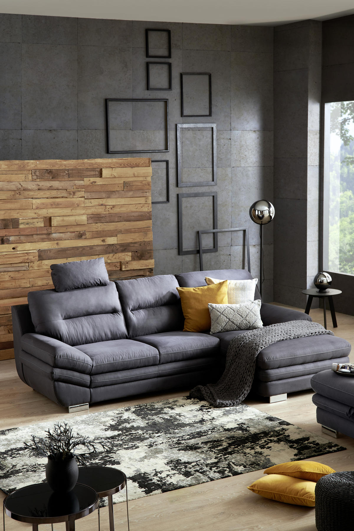 SEDEŽNA GARNITURA, mikrovlakna antracit  - barve kroma/antracit, Design, tekstil (270/92/166cm) - Stylife