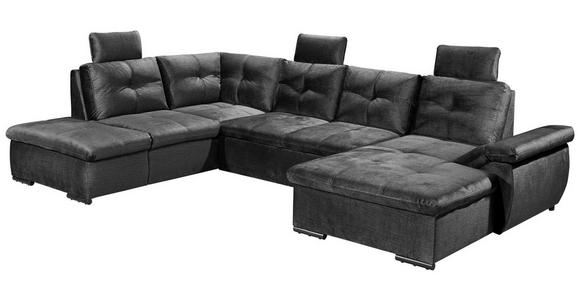 WOHNLANDSCHAFT in Mikrovelours Schwarz - Schwarz, KONVENTIONELL, Kunststoff/Textil (217/334/127cm) - Carryhome