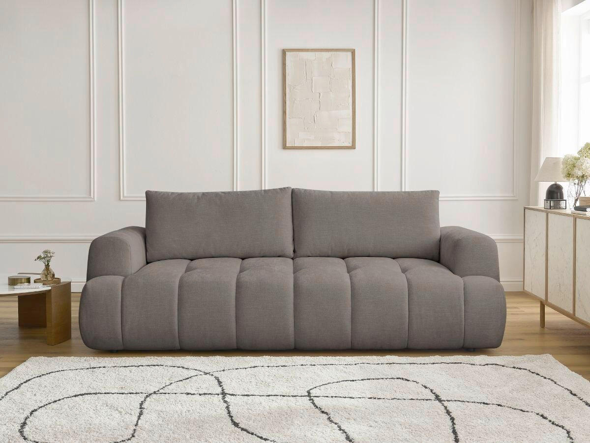 SCHLAFSOFA FUJI Leinenoptik Taupe  inkl.  - Taupe/Schwarz, MODERN, Kunststoff/Textil (251/113/88cm)