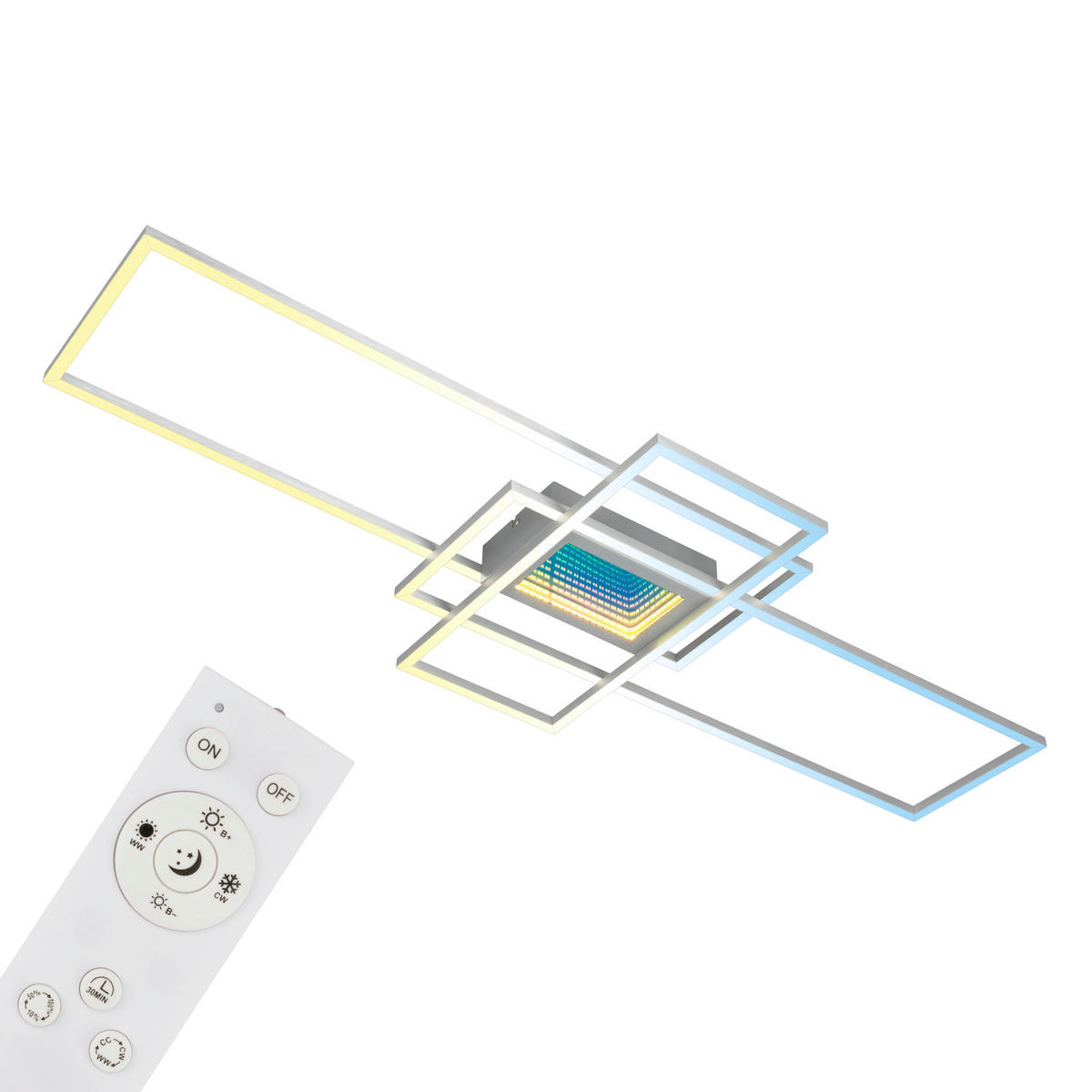 LED-DECKENLEUCHTE Misy 111/42/6,5 cm  - Chromfarben/Alufarben, Design, Kunststoff/Metall (111/42/6,5cm)