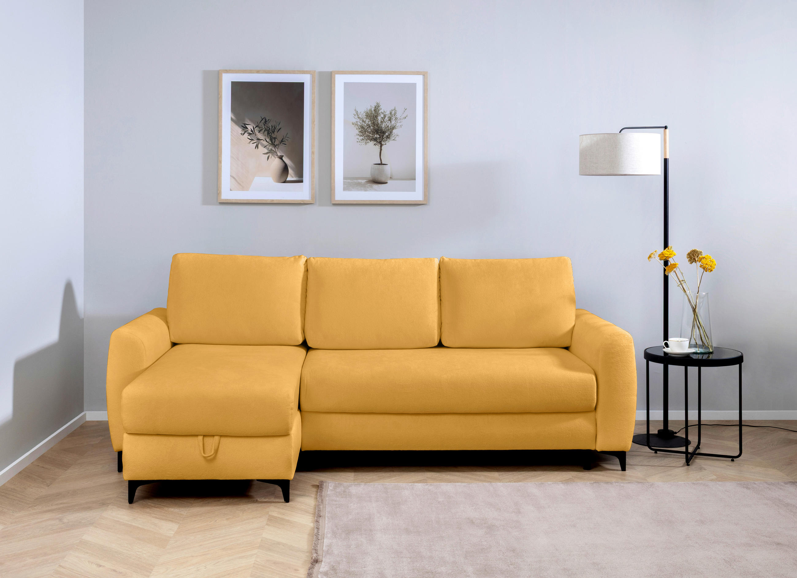 ECKSOFA Moli Gelb  - Gelb/Schwarz, Design, Textil/Metall (236/148cm) - MID.YOU