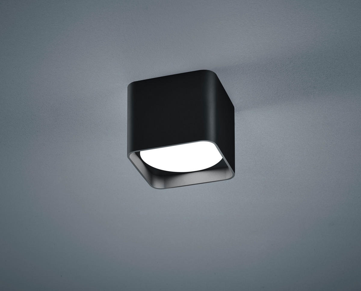 LED-DECKENLEUCHTE Dora 10/10/8,5 cm   - Schwarz, Design, Glas/Metall (10/10/8,5cm) - Helestra