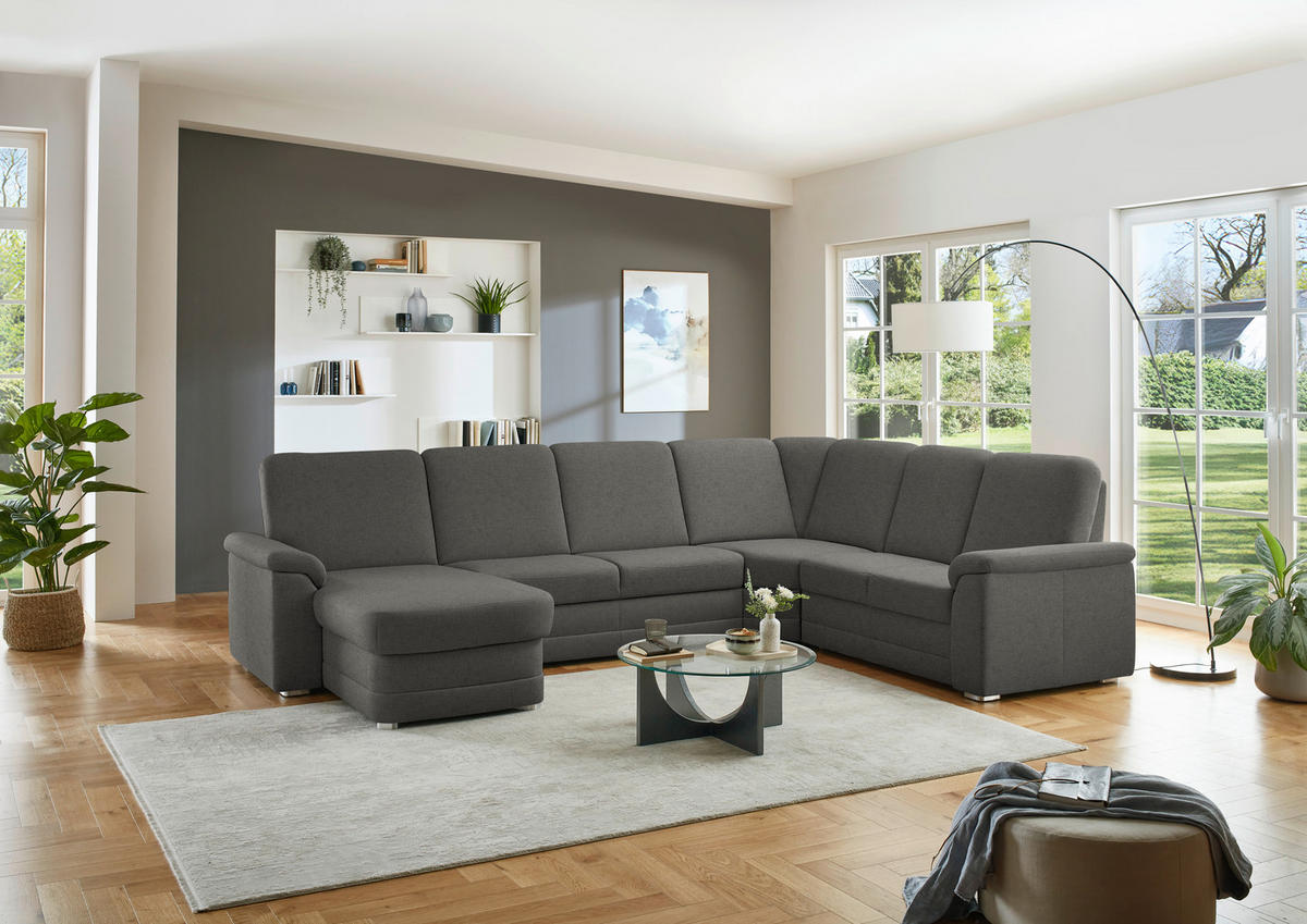 WOHNLANDSCHAFT  in Chenille Grau  - Alufarben/Grau, KONVENTIONELL, Holz/Textil (160/329/235cm) - Beldomo Comfort