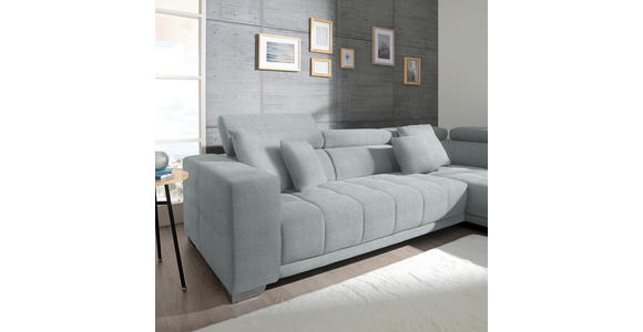 ECKSOFA in Mikrofaser Platinfarben  - Platinfarben/Chromfarben, Design, Textil/Metall (301/207cm) - Xora