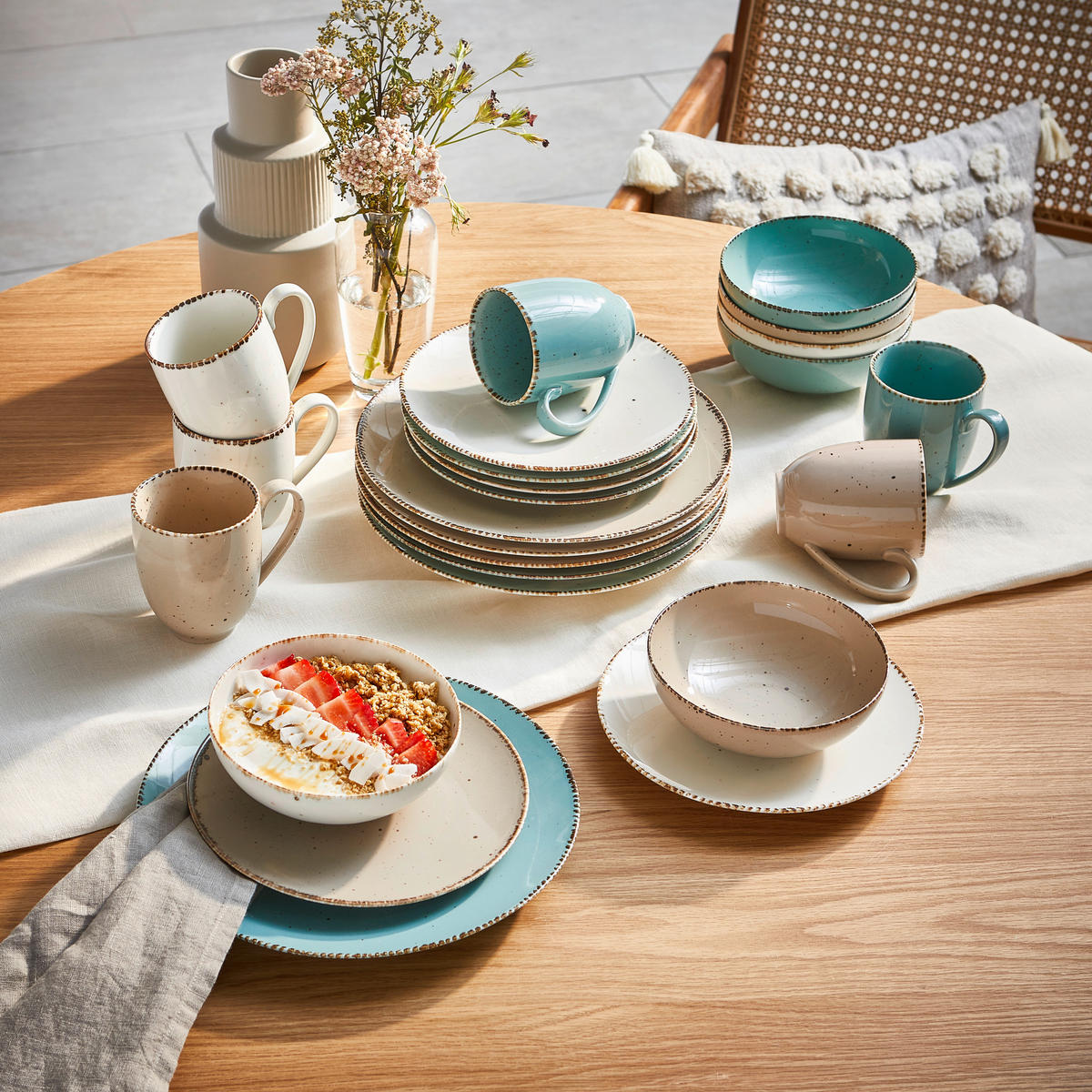 KOMBISERVICE Urban Life 24-teilig  - Türkis/Taupe, Design, Keramik - Landscape