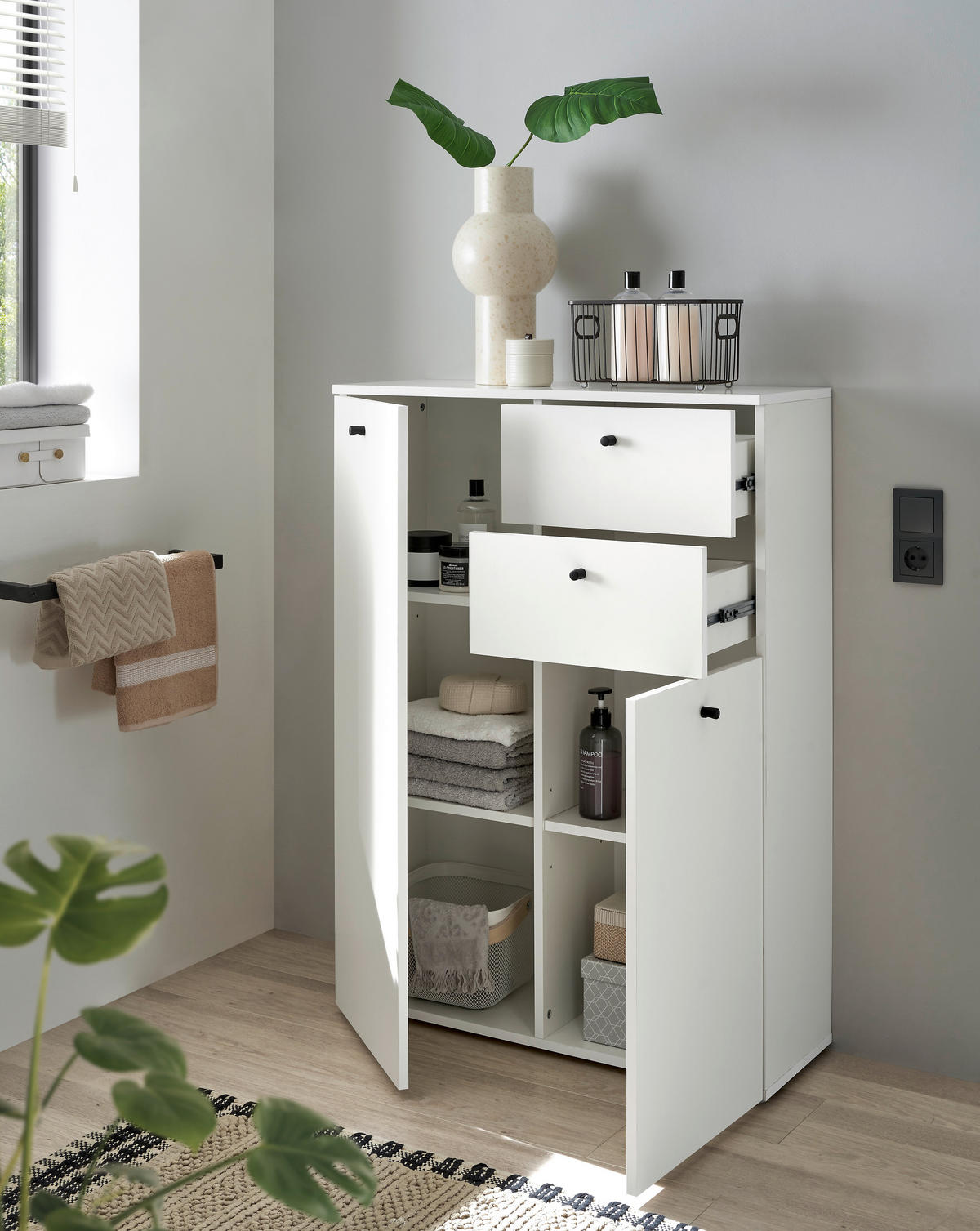 MIDISCHRANK 80/110/30 cm  - Weiss/Schwarz, Modern, Holzwerkstoff/Kunststoff (80/110/30cm) - MID.YOU