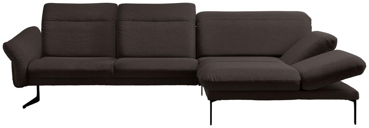 ECKSOFA in Webstoff Dunkelbraun  - Anthrazit/Dunkelbraun, Design, Textil/Metall (299/203cm) - Himolla