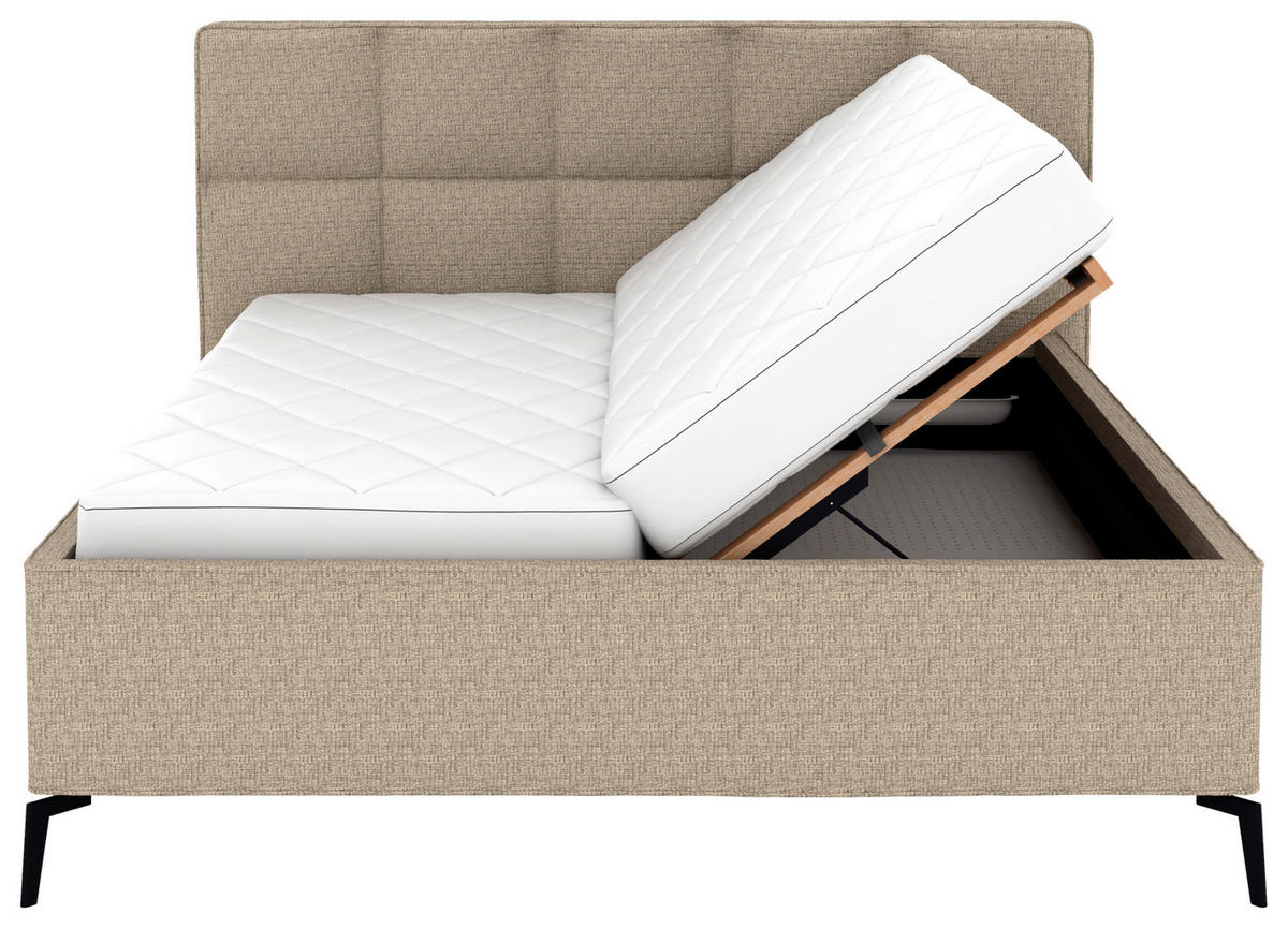 POLSTERBETT Bettkasten, motorische Verstellbarkeit, Fernbedienung, Lattenroste, Matratzen 180/200 cm  in Braun  - Schwarz/Weiß, KONVENTIONELL, Holz/Textil (180/200cm) - Musterring