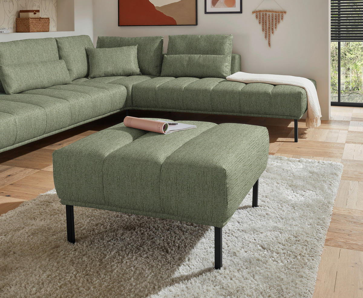 ECKSOFA  in Flachgewebe Olivgrün  308/270 cm  - Schwarz/Olivgrün, Design, Textil/Metall (308/270cm) - Pure Home Lifestyle