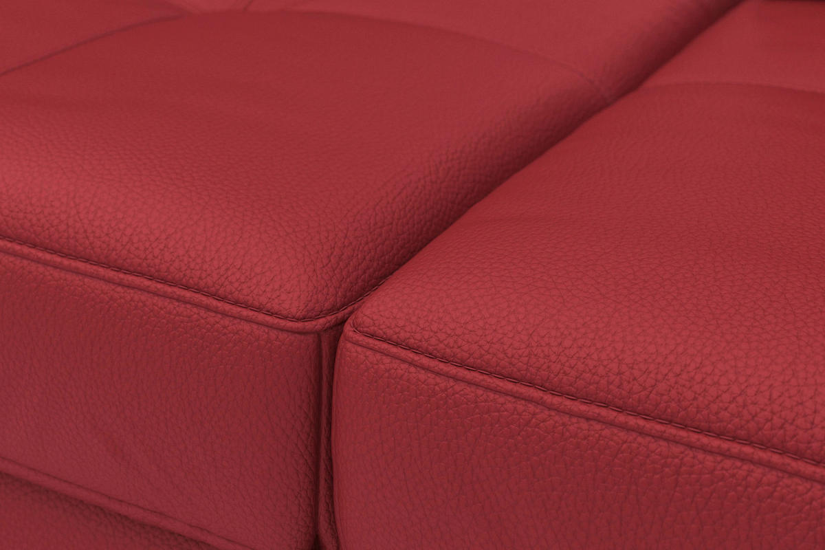 SEDACÍ SOUPRAVA, kůže, červená - černá/červená, Basics, kov/textil (223/363/176cm) - Sit & More