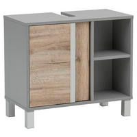 WASCHBECKENUNTERSCHRANK 65,5/58,5/33,5 cm  - Eichefarben/Silberfarben, KONVENTIONELL, Holzwerkstoff/Metall (65,5/58,5/33,5cm) - Stylife