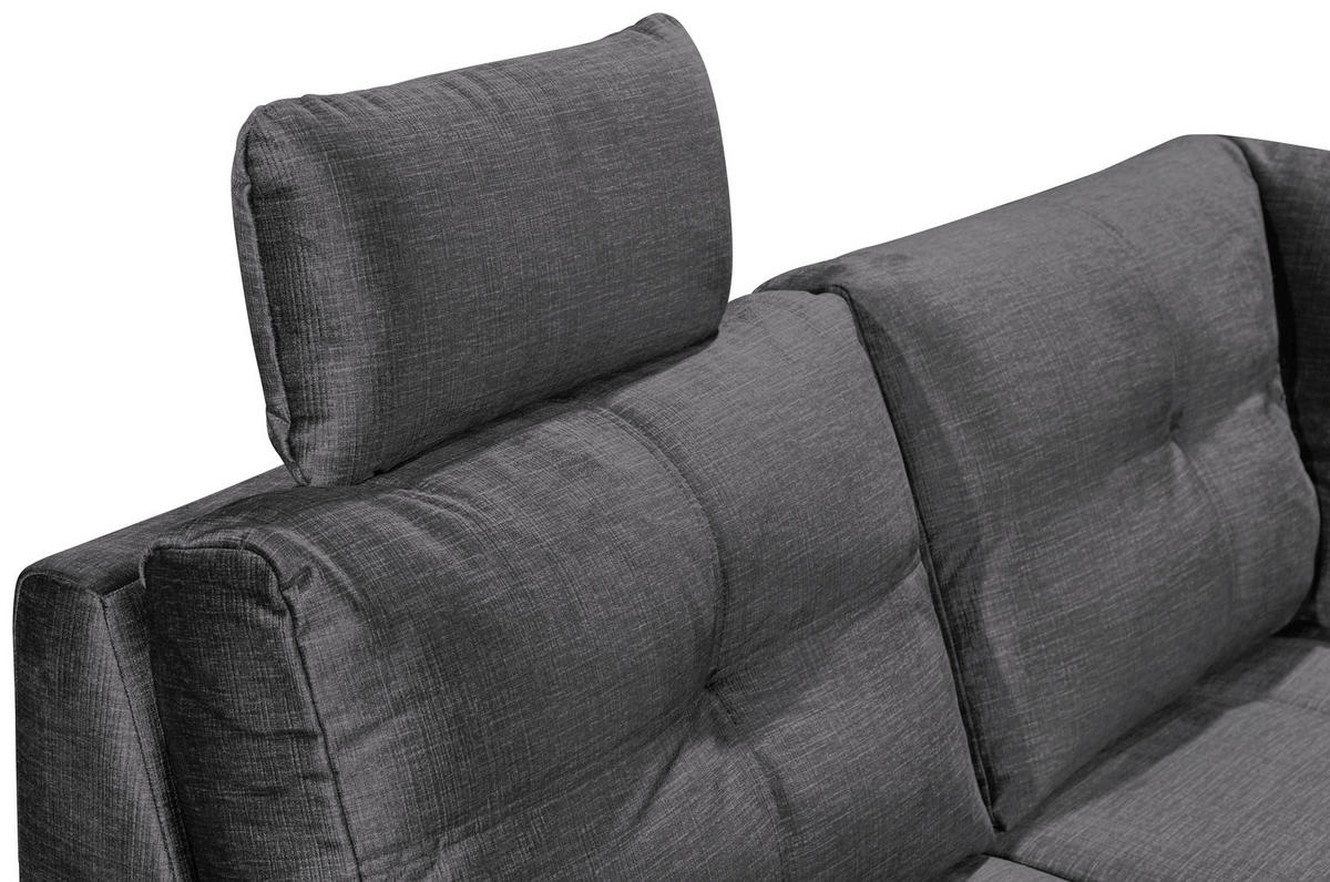 WOHNLANDSCHAFT Grau Mikrovelours  - Schwarz/Grau, KONVENTIONELL, Kunststoff/Textil (217/334/127cm) - Carryhome