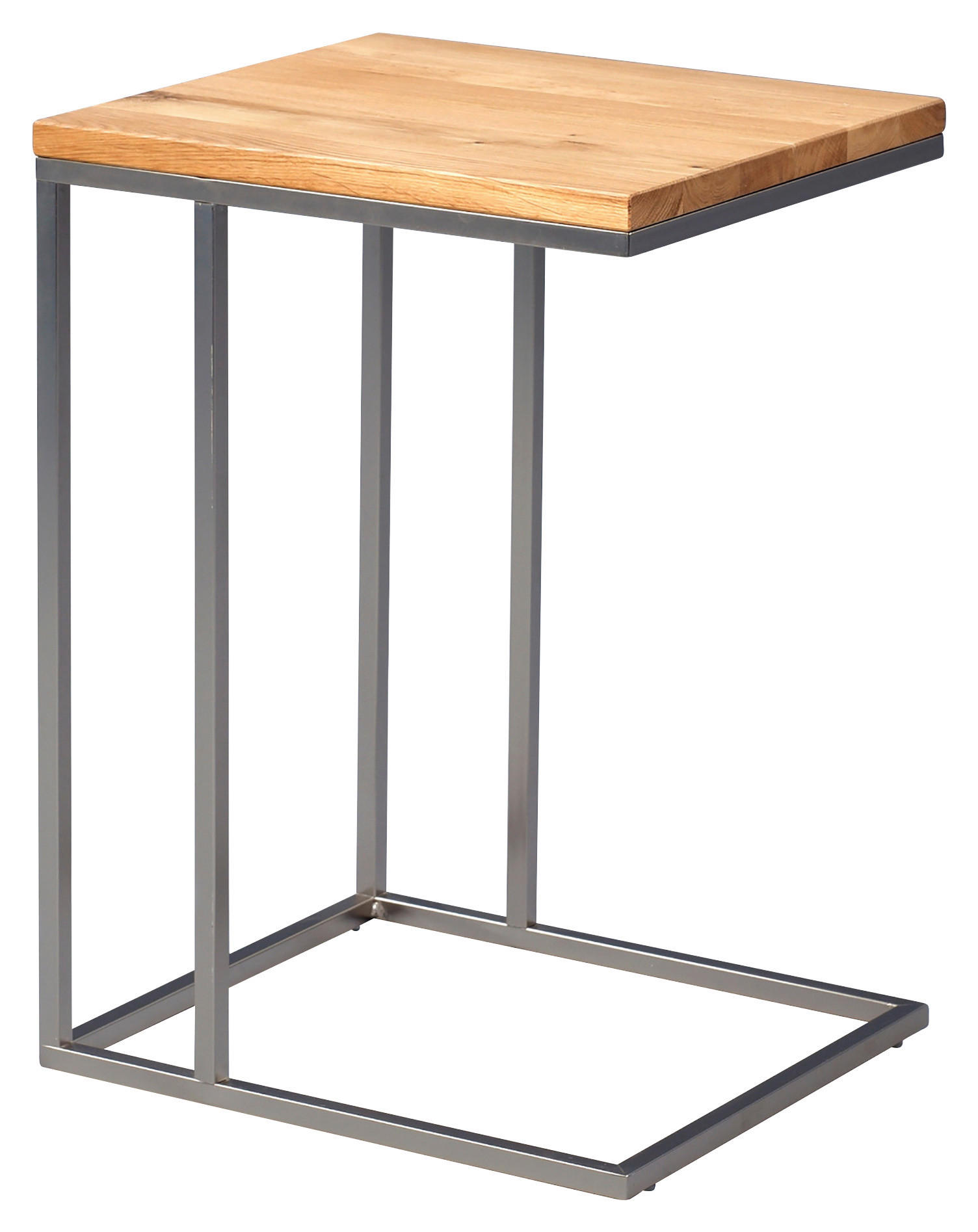 BEISTELLTISCH 38/43/62 cm Wildeiche massiv Eichefarben, Edelstahlfarben rechteckig - Edelstahlfarben/Eichefarben, Design, Holz/Metall (38/43/62cm)