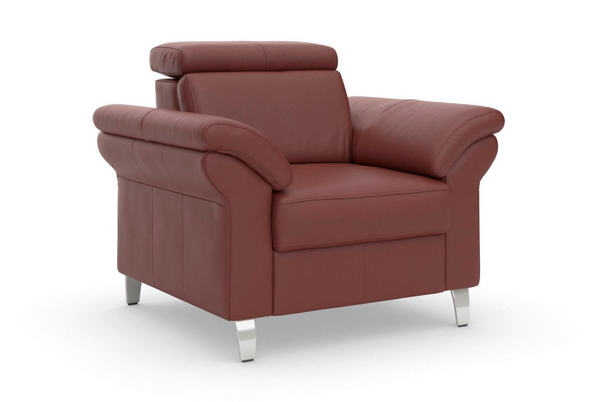 SESSEL in Echtleder Rotbraun  - Chromfarben/Rotbraun, Basics, Leder/Metall (101/84/93cm) - Sit & More