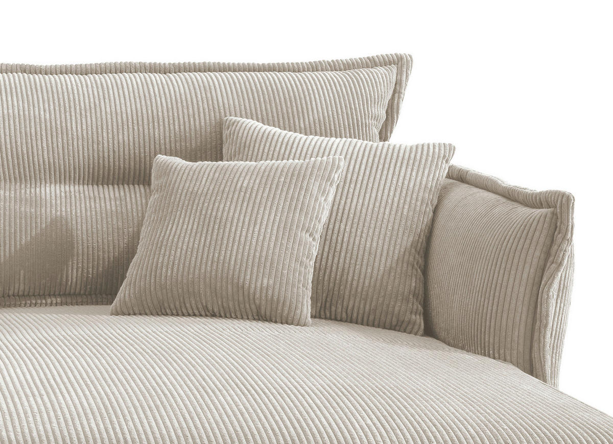 ECKSOFA in Cord Beige  - Beige/Schwarz, Modern, Textil/Metall (255/180cm) - Livetastic