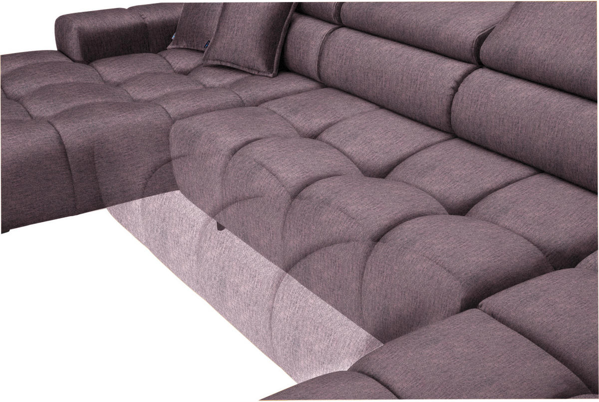 WOHNLANDSCHAFT in Samt, Webstoff Flieder  - Flieder/Schwarz, Design, Textil/Metall (177/385/216cm) - Welnova