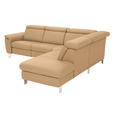 ECKSOFA in Echtleder Honig  - Alufarben/Honig, Design, Leder/Metall (271/242cm) - Cantus