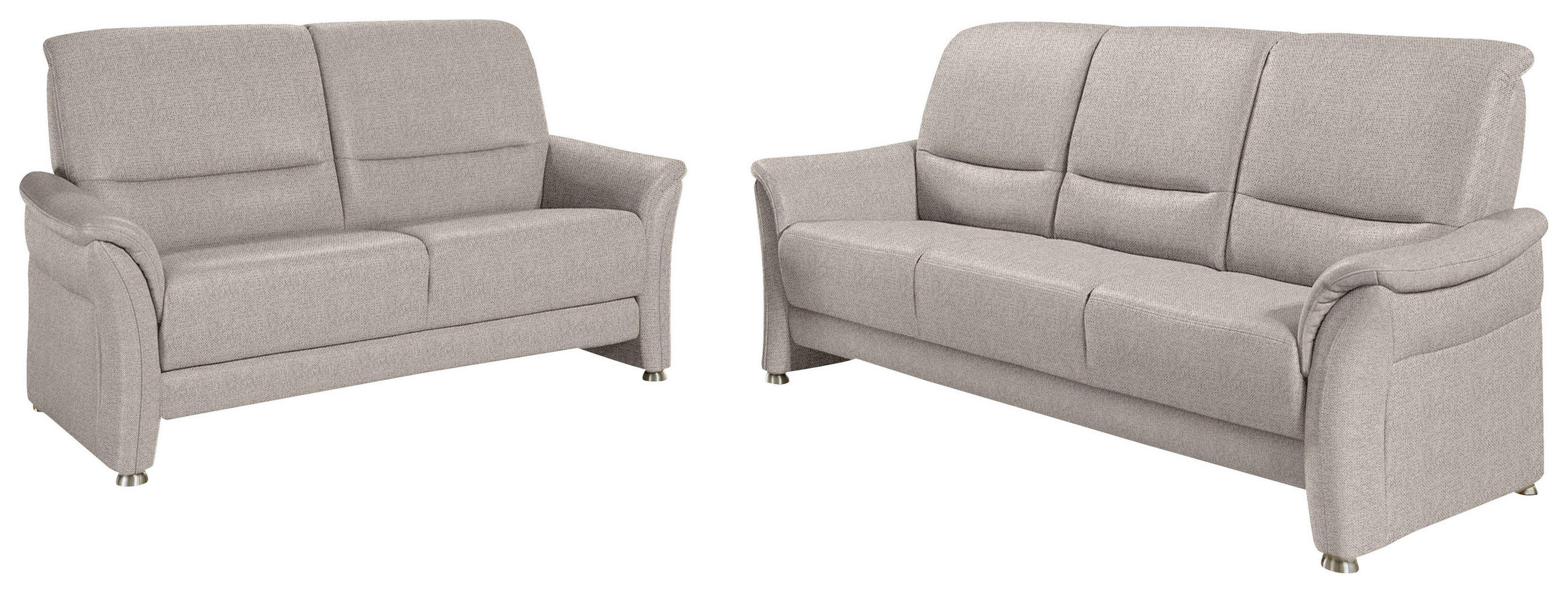 SITZGARNITUR Flachgewebe Beige  - Beige/Alufarben, Konventionell, Textil/Metall (198/172/96/93cm) - Beldomo Premium