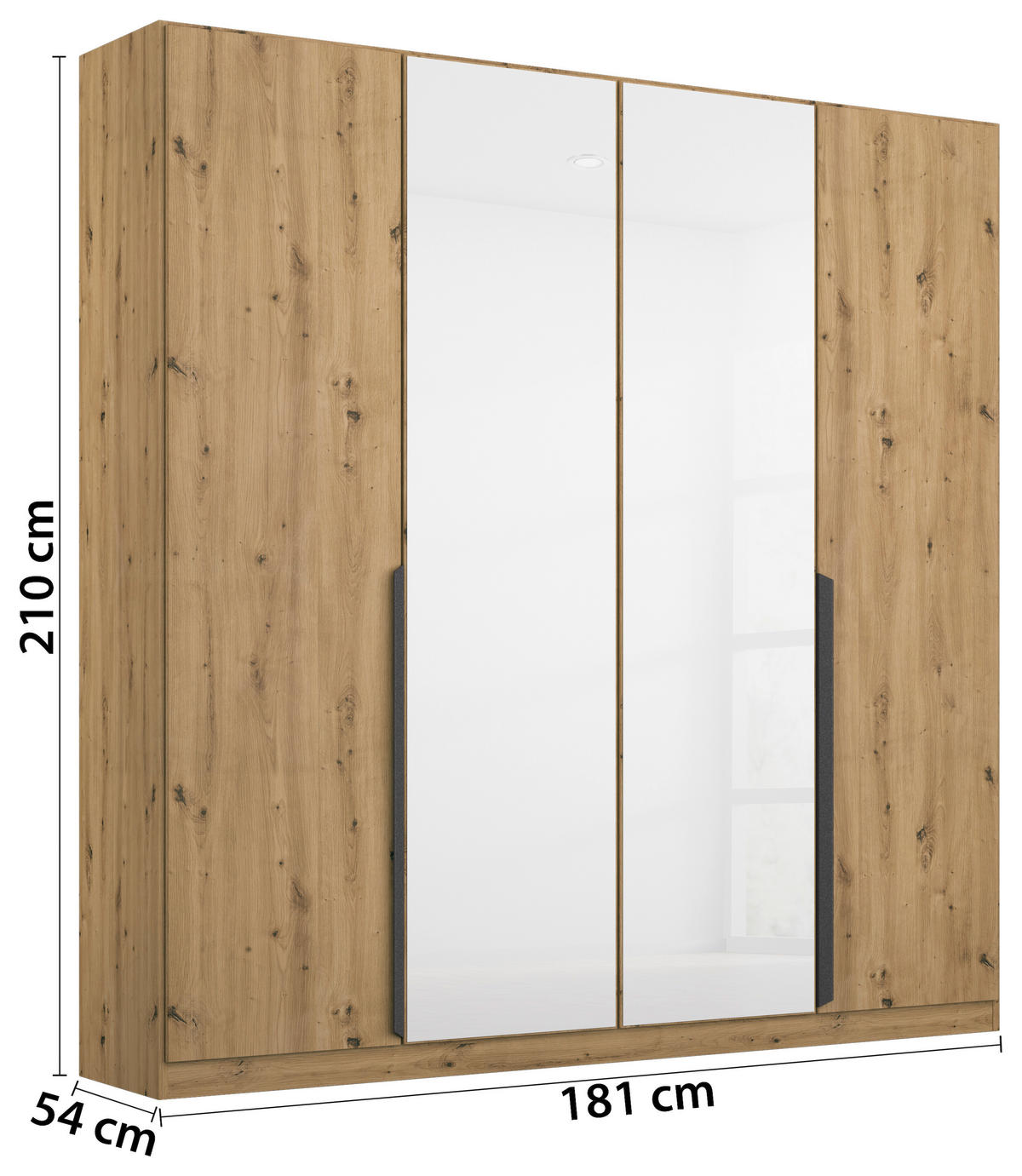 NYÍLÓAJTÓS SZEKRÉNY fehér, Artisan tölgy  - Artisan tölgy/fehér, Modern, faalapú anyag/Üveg (181/210/54cm) - Xora