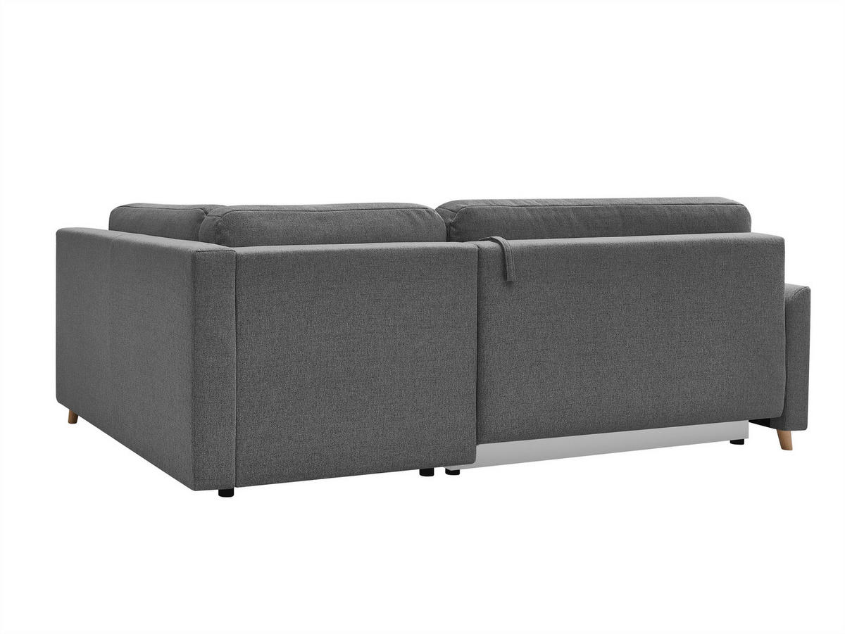 ECKSOFA MILOS Grau Flachgewebe, Struktur Rückenkissen, Bettkasten, Schlaffunktion, Rücken echt  - Naturfarben/Grau, Design, Textil (224/148cm) - P & B
