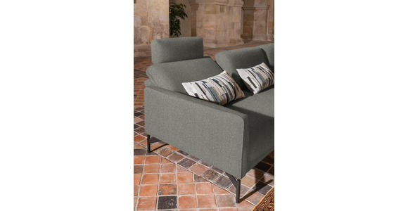 ECKSOFA in Flachgewebe, Struktur Graubraun  - Anthrazit/Graubraun, Design, Textil/Metall (254/230cm) - Ambiente