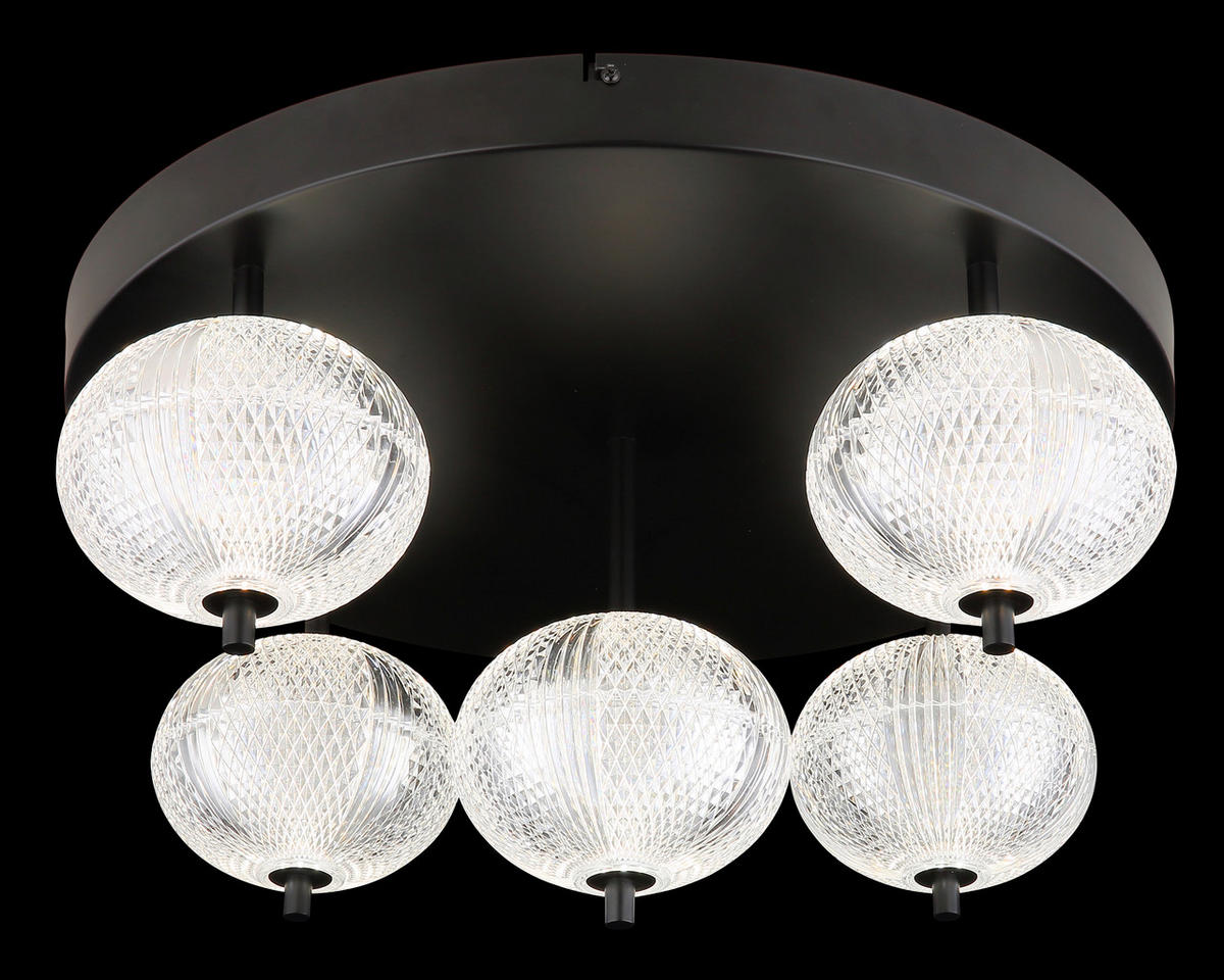 LED-TAKLAMPA 6 W 58/27 cm  - klar/svart, Klassisk, metall/plast (58/27cm) - Globo