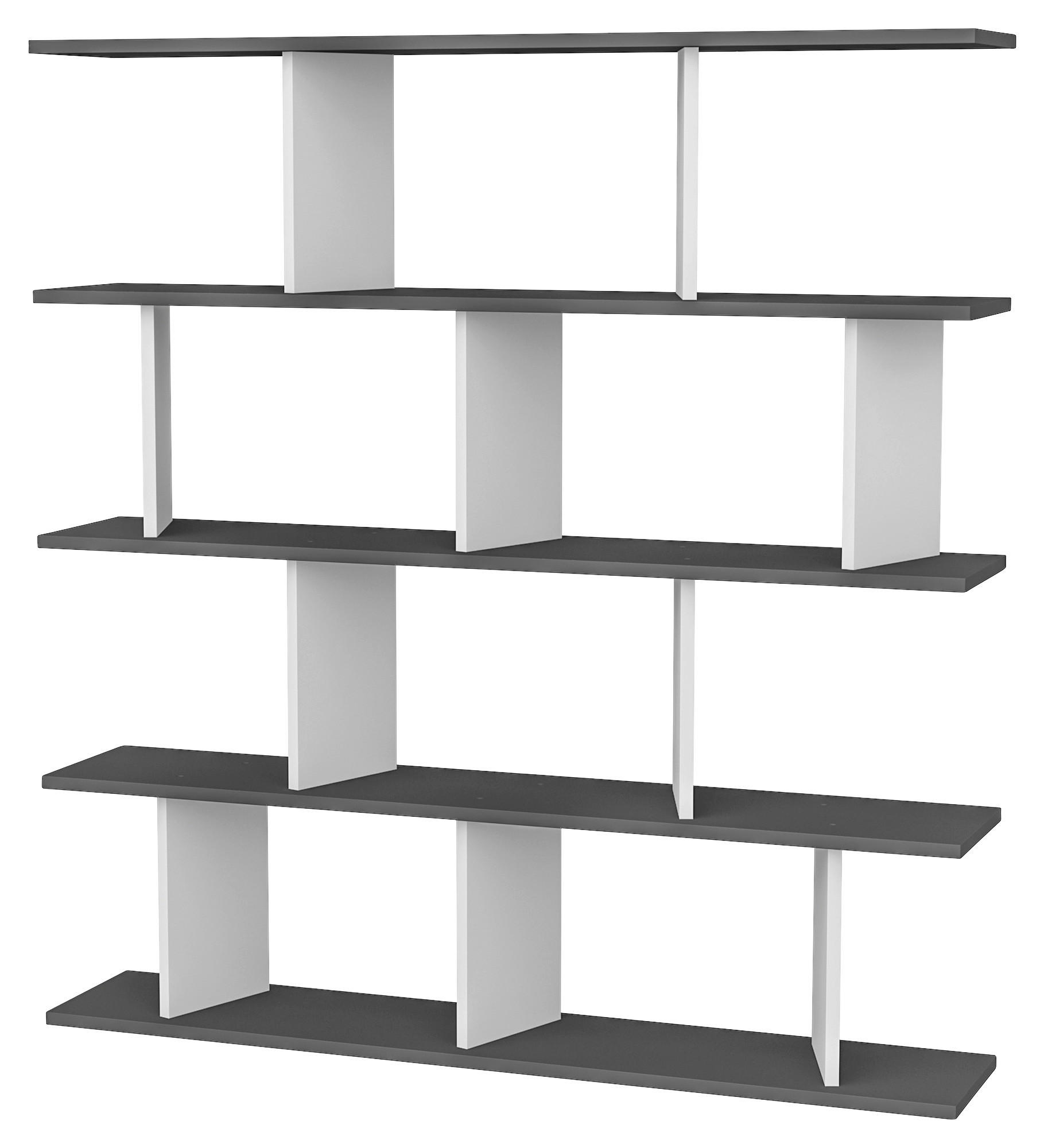 REGAL  - Anthrazit/Weiß, Design, Holzwerkstoff (130/137/25cm) - Livetastic