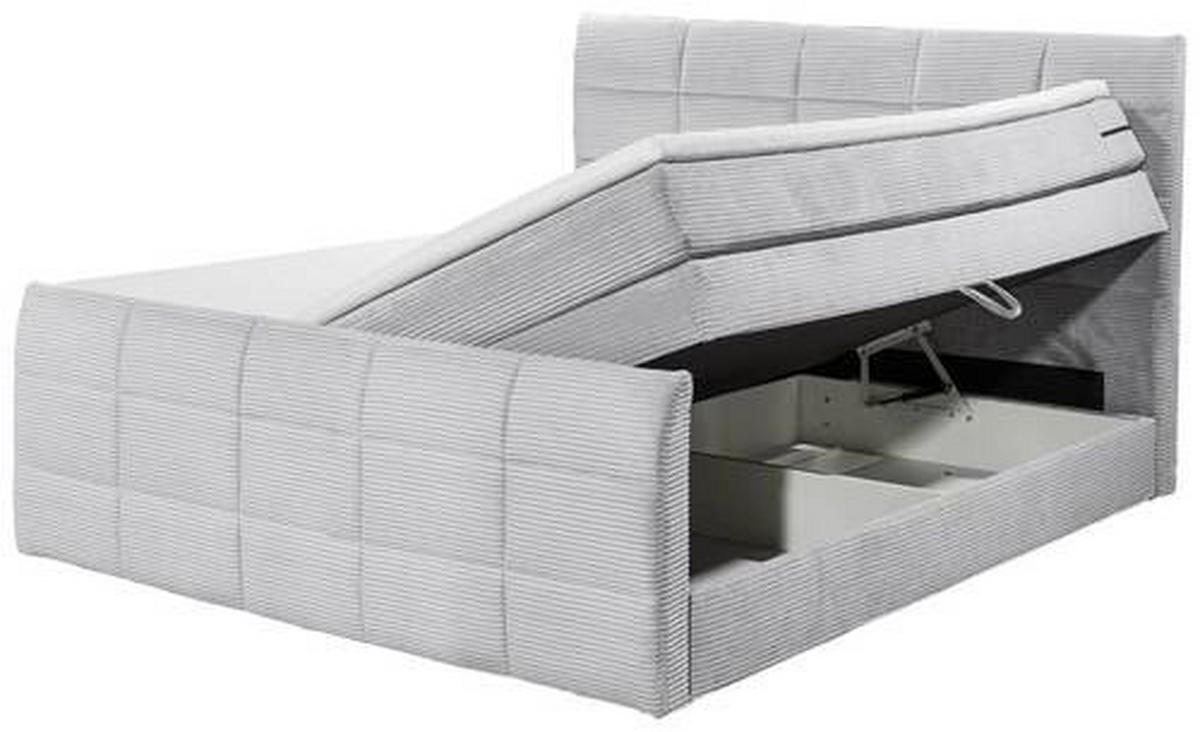 BOXSPRINGBETT 180/200 cm  in Hellgrau  - Hellgrau/Schwarz, MODERN, Holzwerkstoff/Kunststoff (180/200cm) - MID.YOU